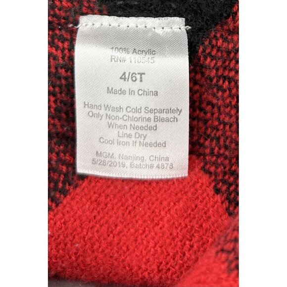 Buffalo Plaid Shawl Poncho Girls 4T Red Black Toggle Cape Christmas Cute Photo - Picture 5 of 9